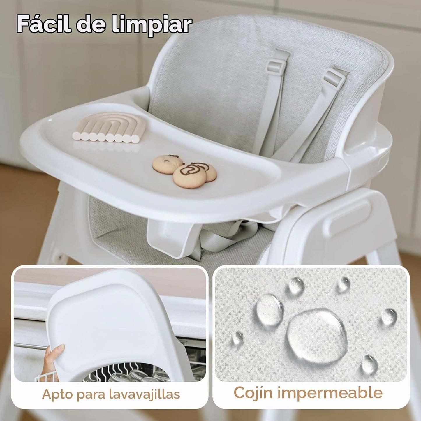 Fodoss Sillas altas plegables 4 en 1 para bebés y niños pequeños co...