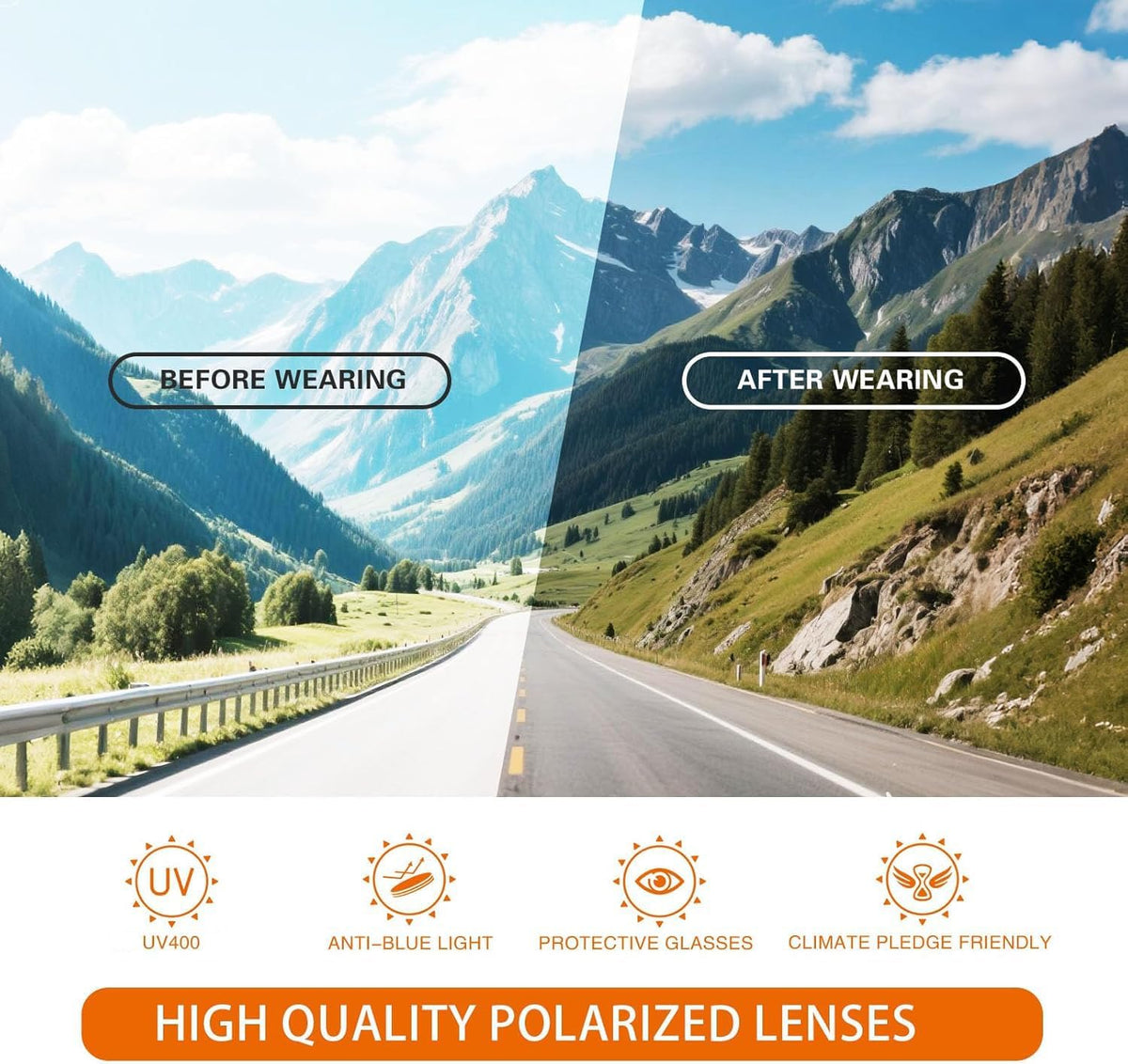 suoso Gafas de sol deportivas polarizadas para hombre: gafas de pro...