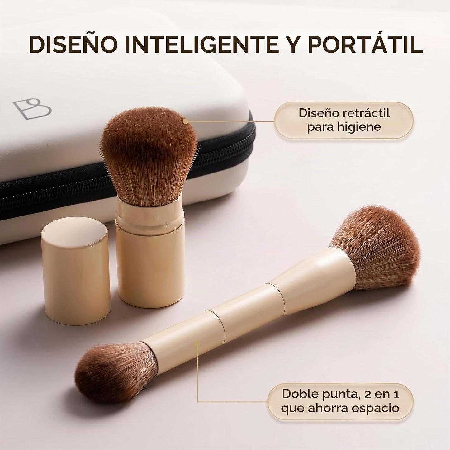 Brochas de maquillaje profesionales BS-MALL con estuche de viaje \u...