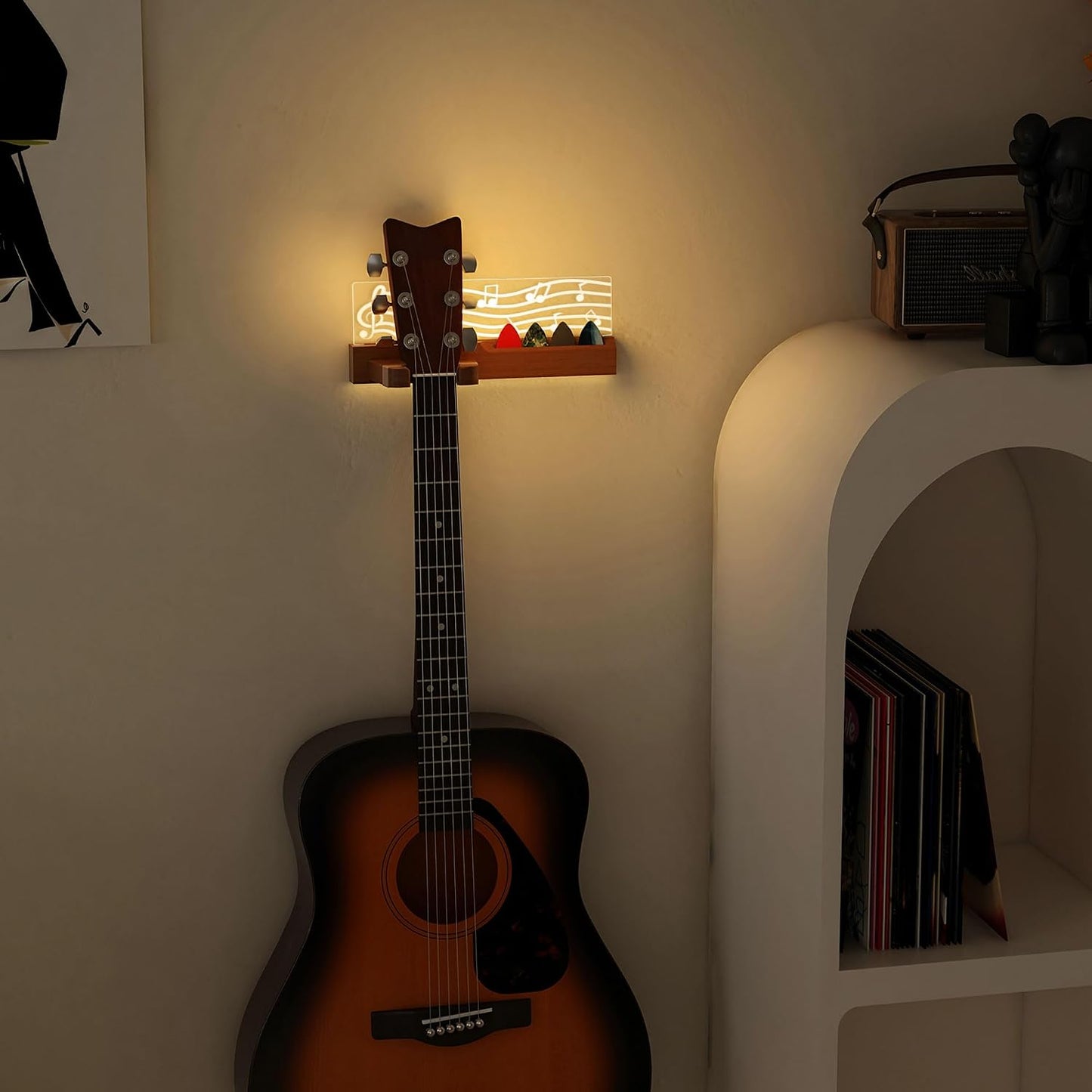 CoolGift Mart Soporte de pared para guitarra con luces LED, accesor...