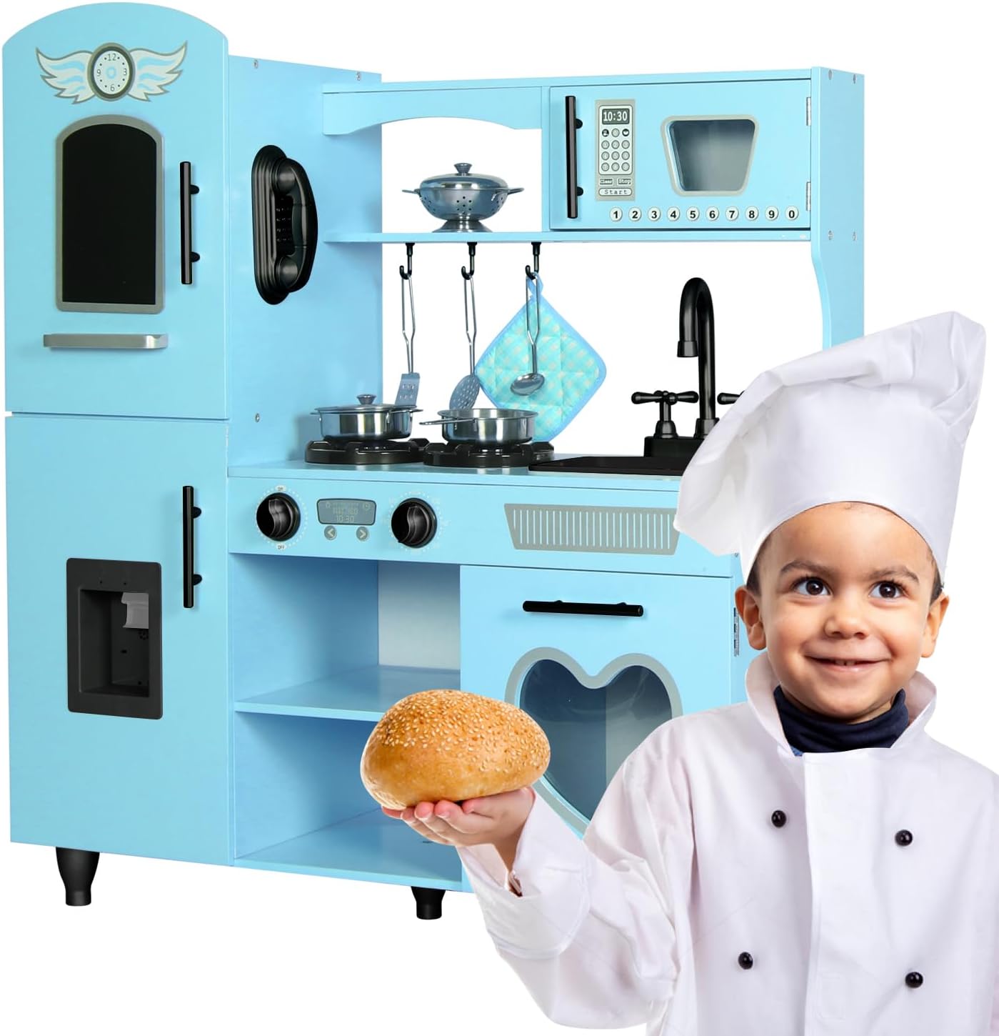 TaoHFE Juego de Cocina de Juguete, Juego de Cocina Azul para Niños...