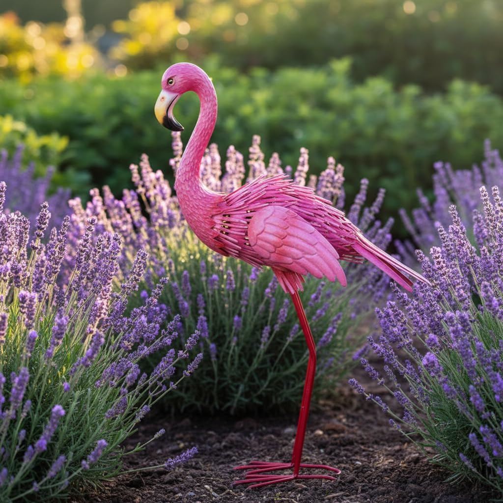 ViteenLight Estatuas y esculturas de jardín de flamencos de 35 pulg...