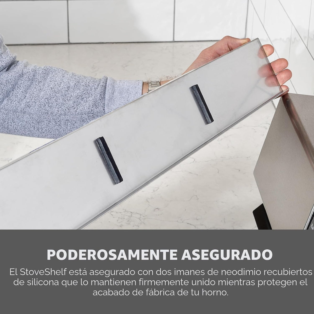 StoveShelf Estante magnético de acero inoxidable de 30 pulgadas de...
