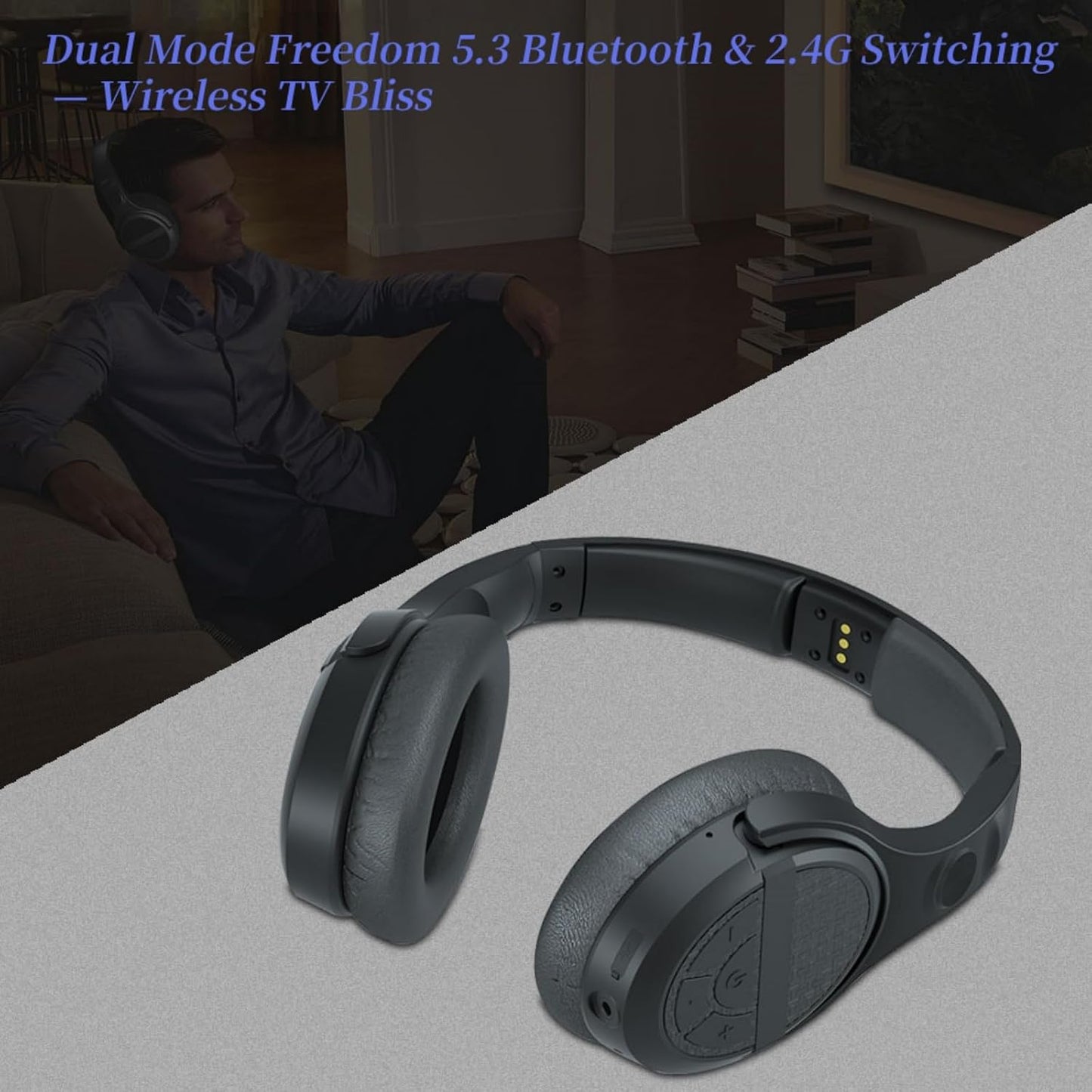 Auriculares inalámbricos de TV para personas mayores con botones gr...