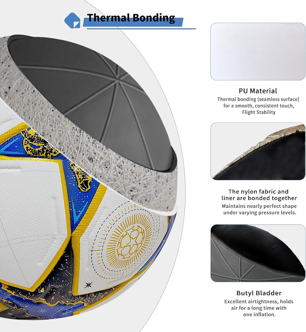XAVOLENT Balón de fútbol profesional Tamaño 5,4 | Pelota de entrena...