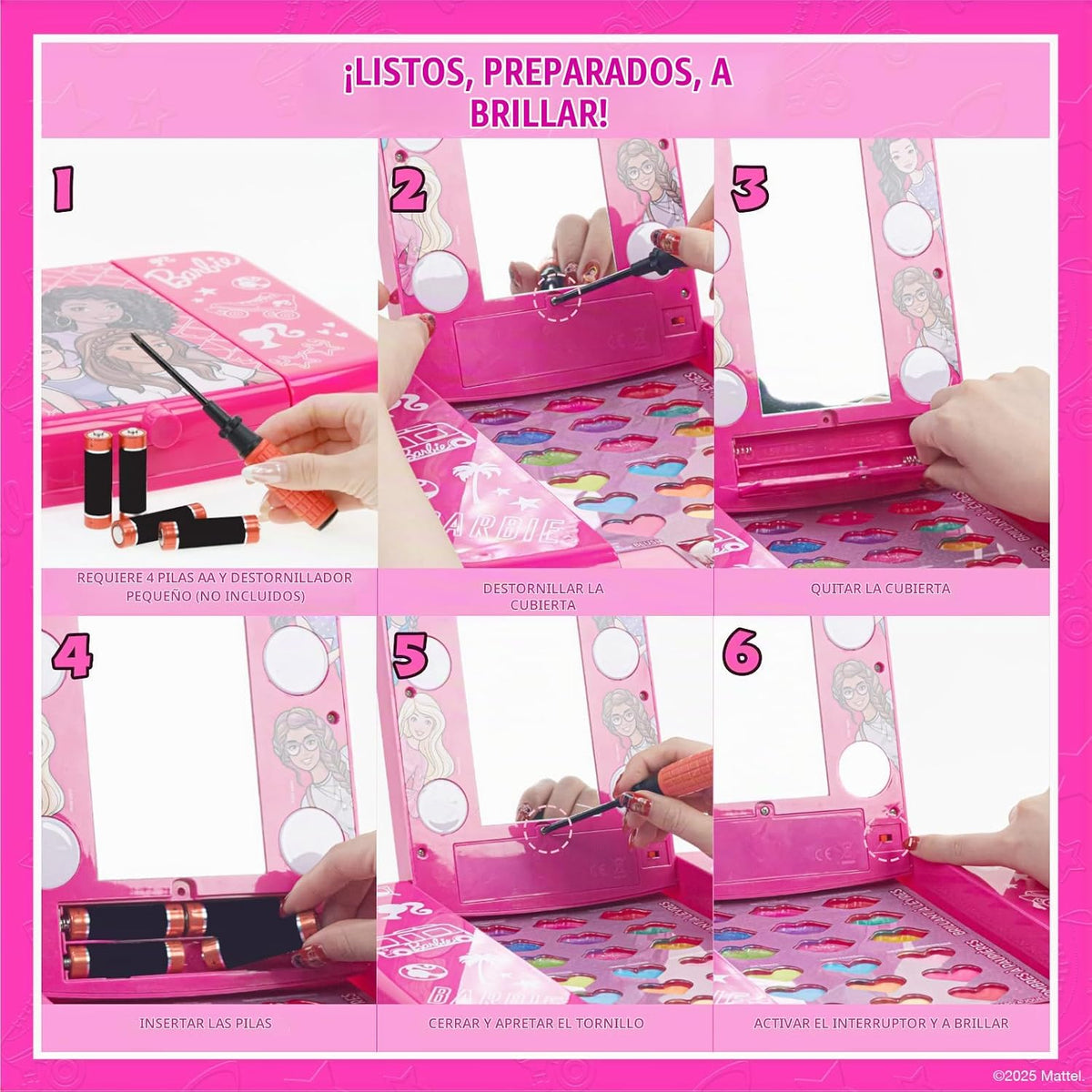 Set de belleza Barbie Beauty Vanity con espejo iluminado, incluye b...