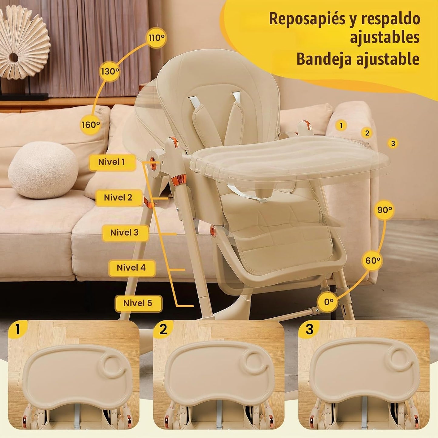 Silla alta 6 en 1 | Silla alta convertible para recién nacido a niñ...