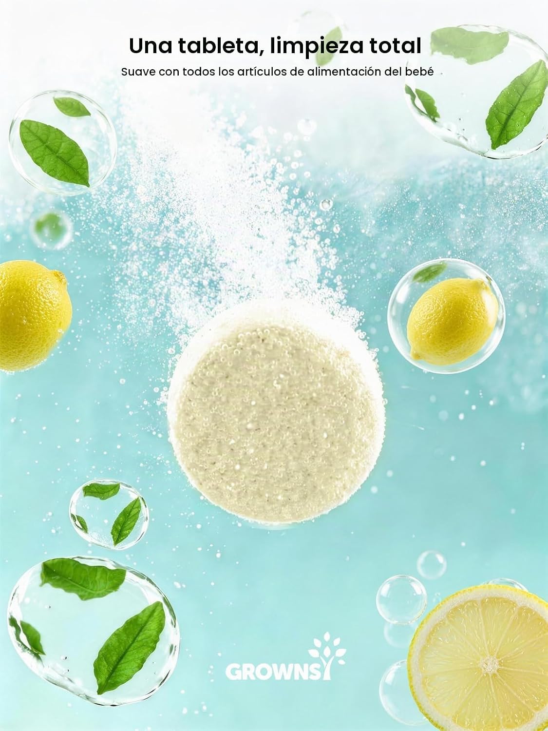 GROWNSY Tabletas detergentes para lavar botellas, fórmula enzimátic...