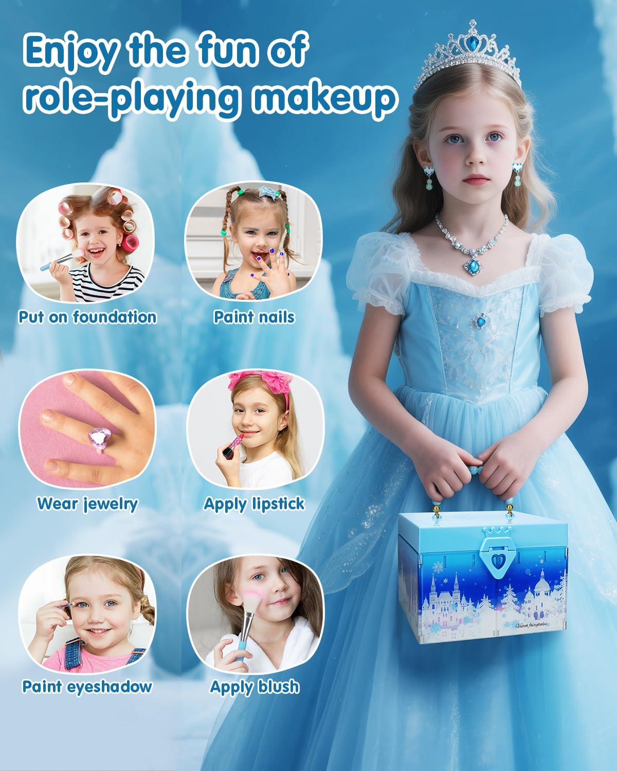 Kit de maquillaje para niñas, juguetes de Frozen para juegos de maq...