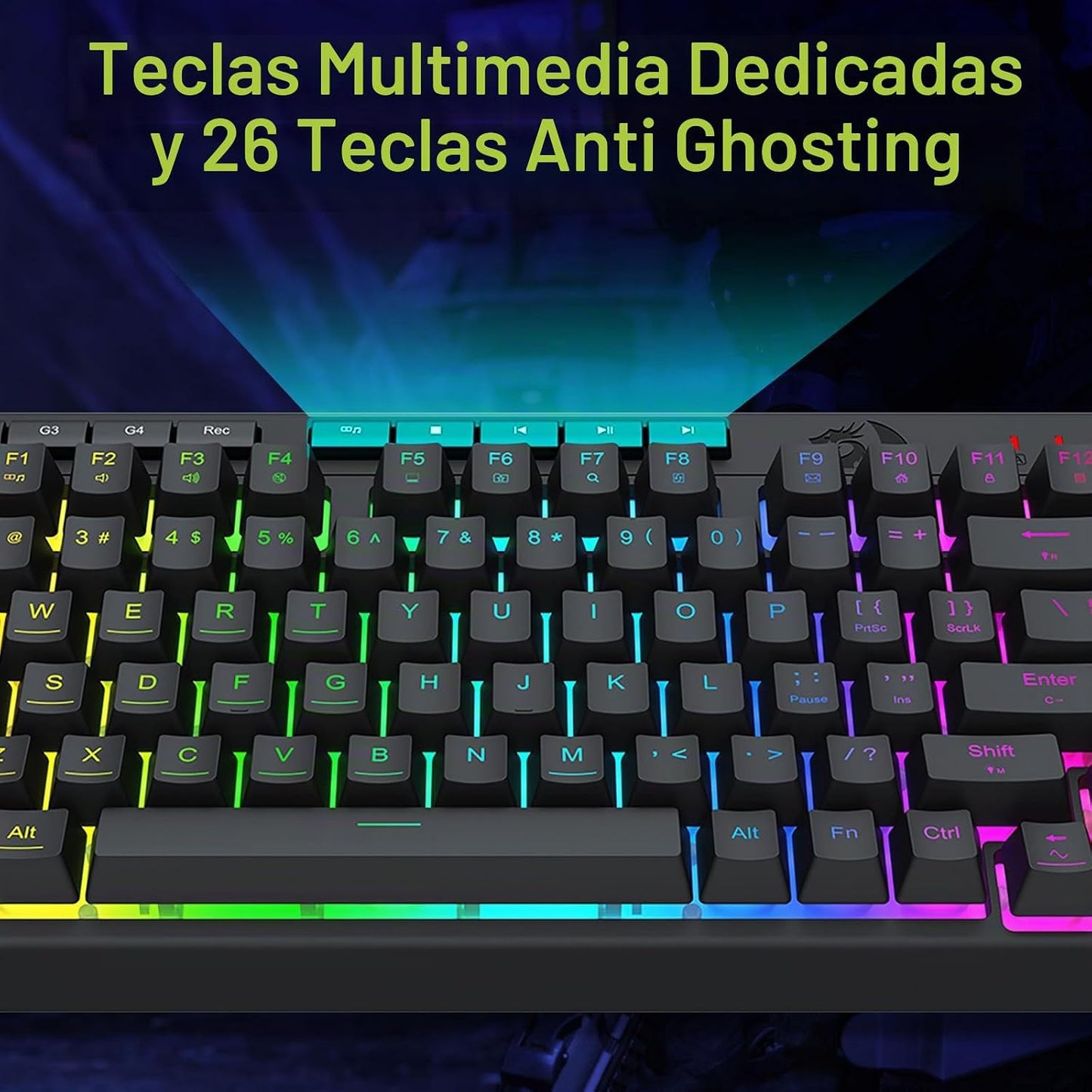Redragon Teclado para juegos K524 75% con cable, retroiluminación R...