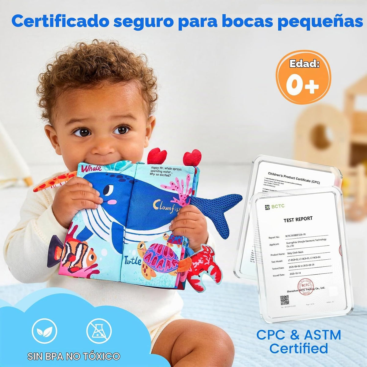 JoyCat Ocean Libros de Bebé Juegos 0-6 Meses, Libros de Tela para B...