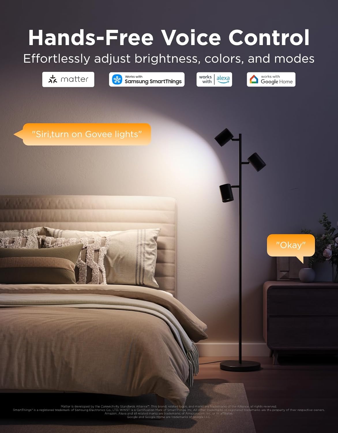 Govee Lámpara de pie de árbol con 3 luces giratorias, compatible co...