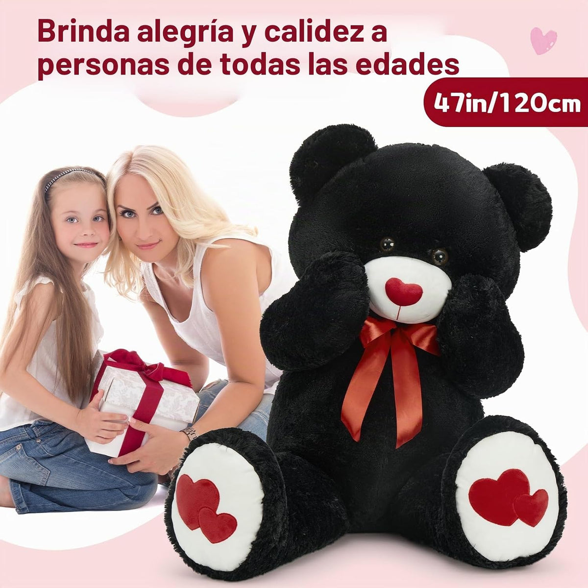 MaoGoLan Oso de Peluche Teddy Gigante Negro de 47", Gran Oso de...
