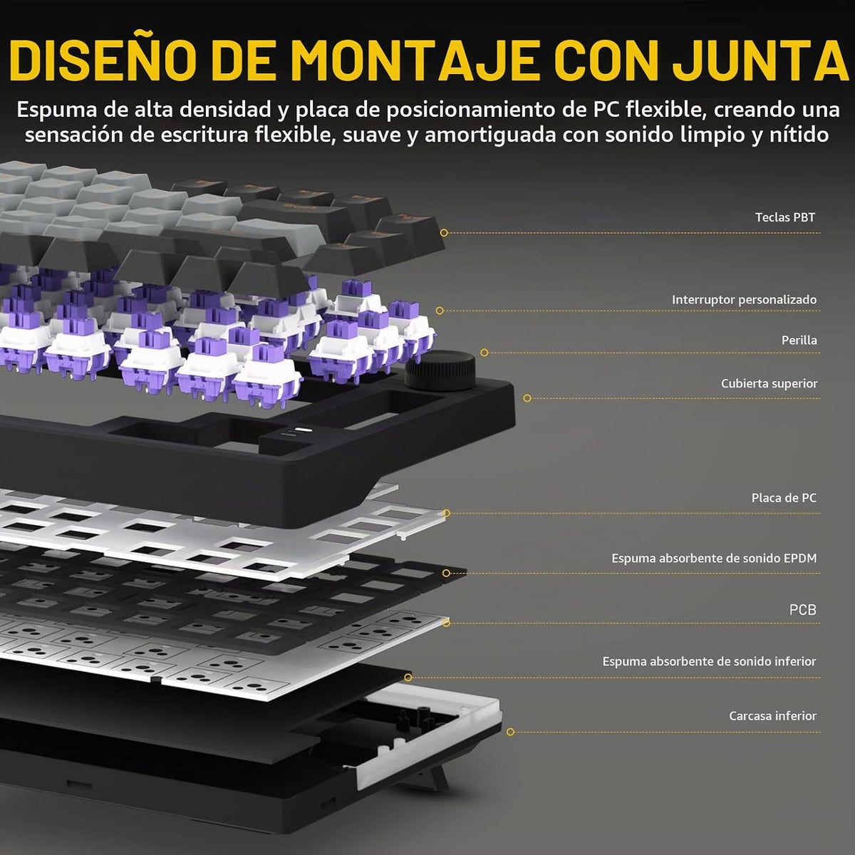 DAREU Teclado mecánico inalámbrico para juegos EK75PRO 75% con peri...