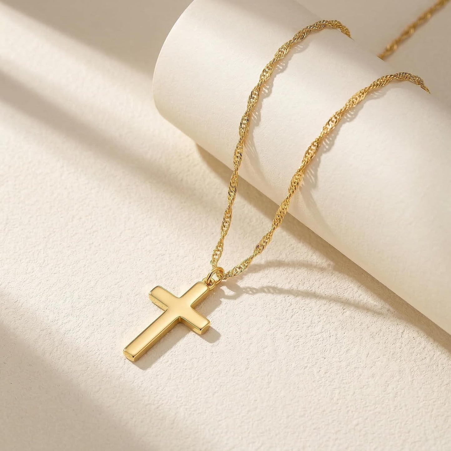 Selncfyt Collar de cruz para mujer, chapado en oro de 14 quilates,...