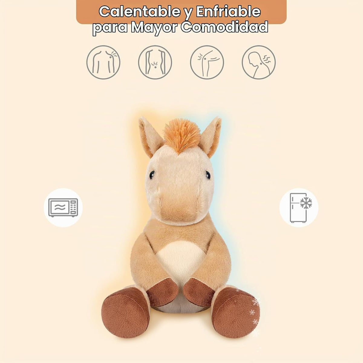SuzziPals Lindos juguetes de caballo de peluche, almohadilla térmic...