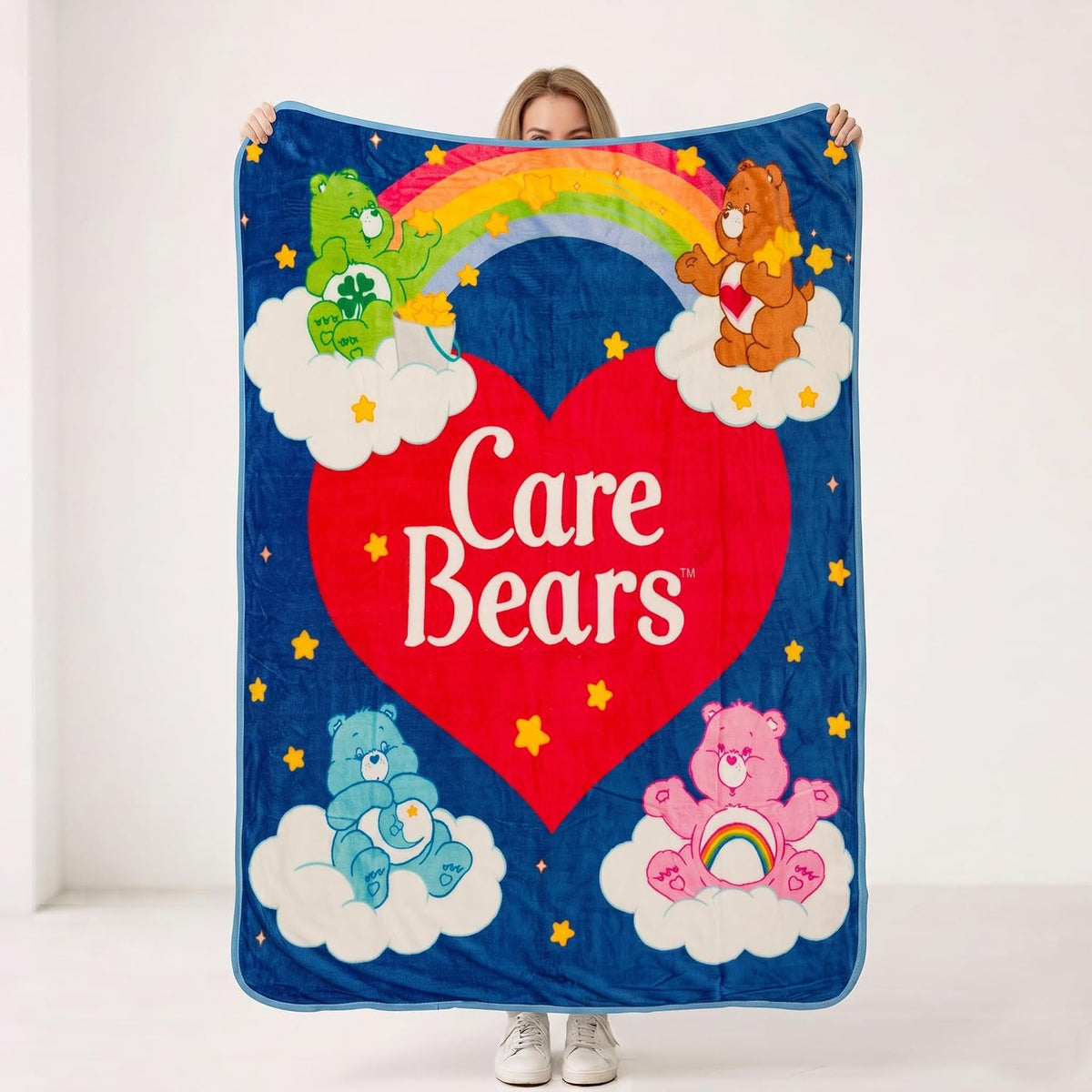 Silver Buffalo Care Bears Logo de corazón arcoíris con Cheer, Dormi...