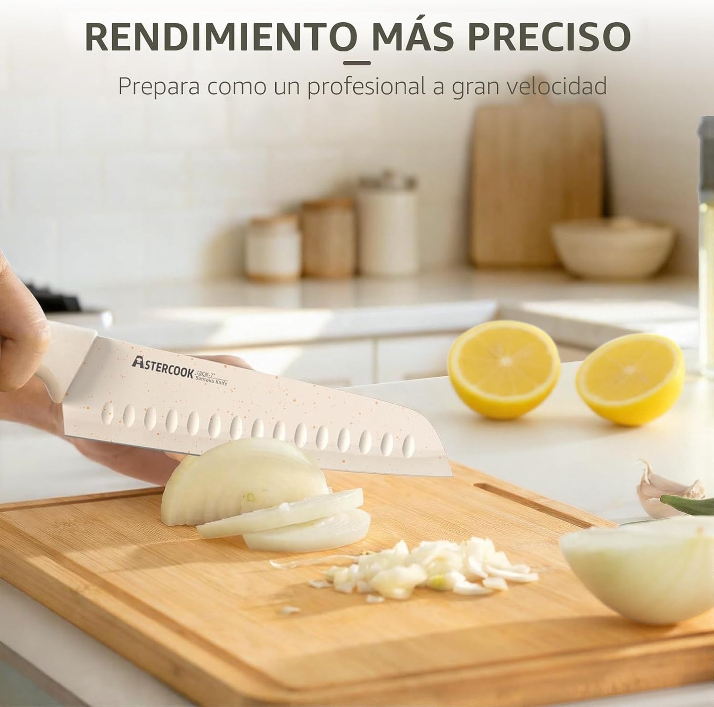 Astercook - Juego de cuchillos de cocina de 15 piezas con bloque de...