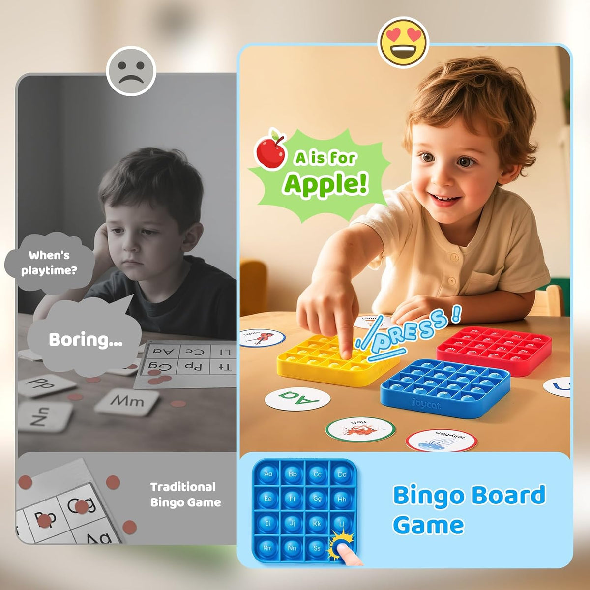 JoyCat Juego de bingo del alfabeto+tablero de seguimiento de letras...