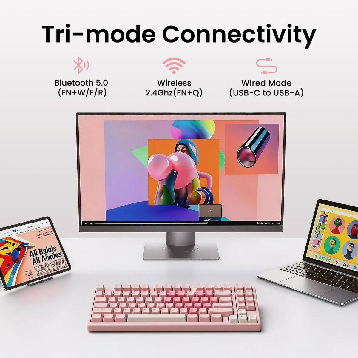 Kisnt Teclado mecánico inalámbrico KN85, diseño del 75%, Bluetooth\...