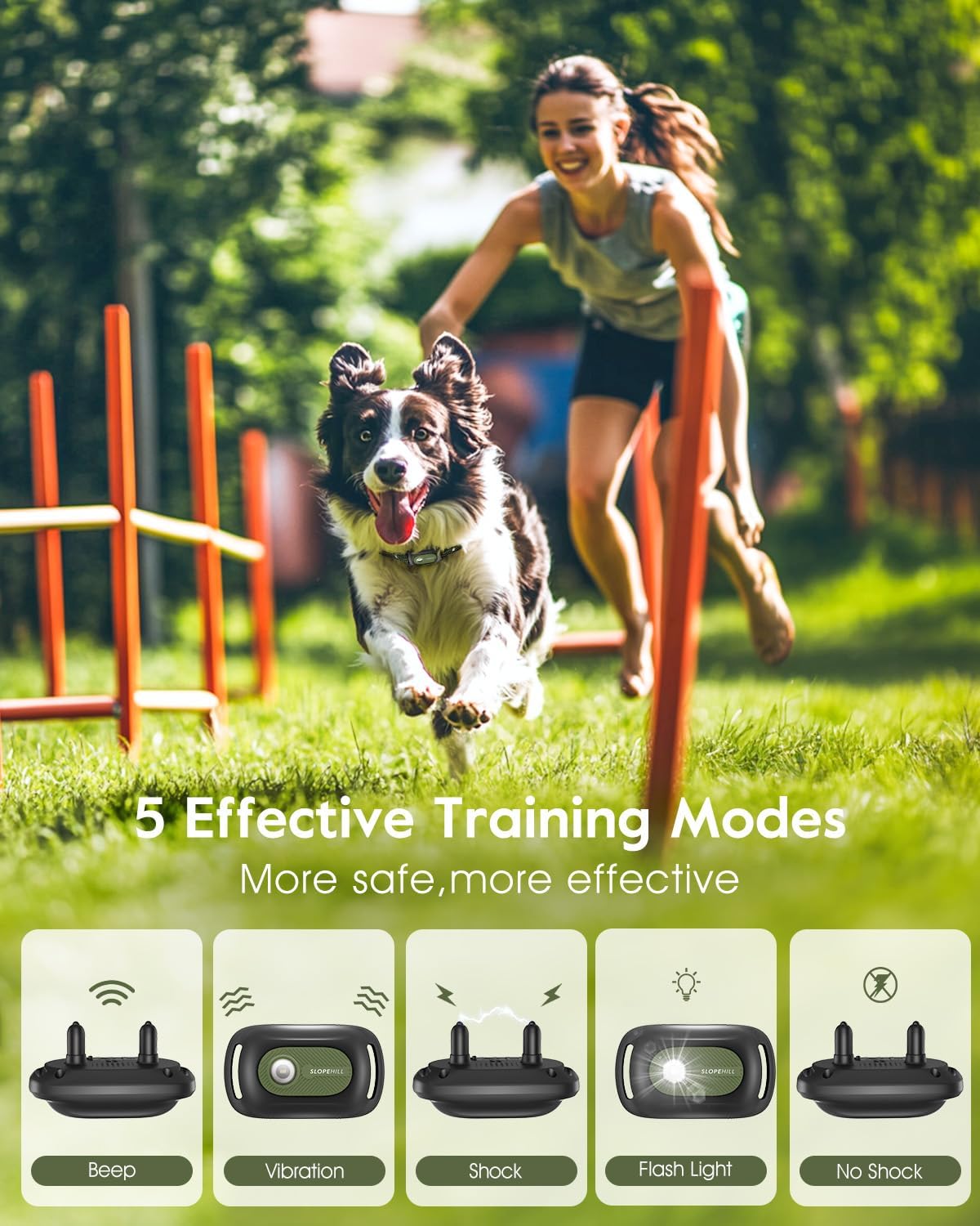 SLOPEHILL Collar de Descarga para Perros, Collar de Entrenamiento p...