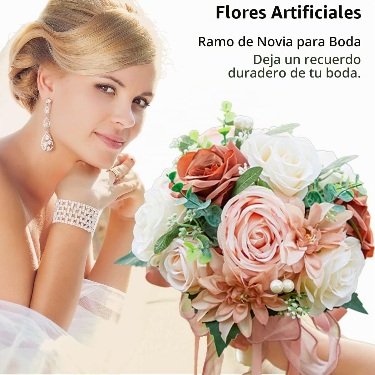 CYANLUX Ramos de Boda para Novia, Ramo de Dama de Honor, Rosas Arti...