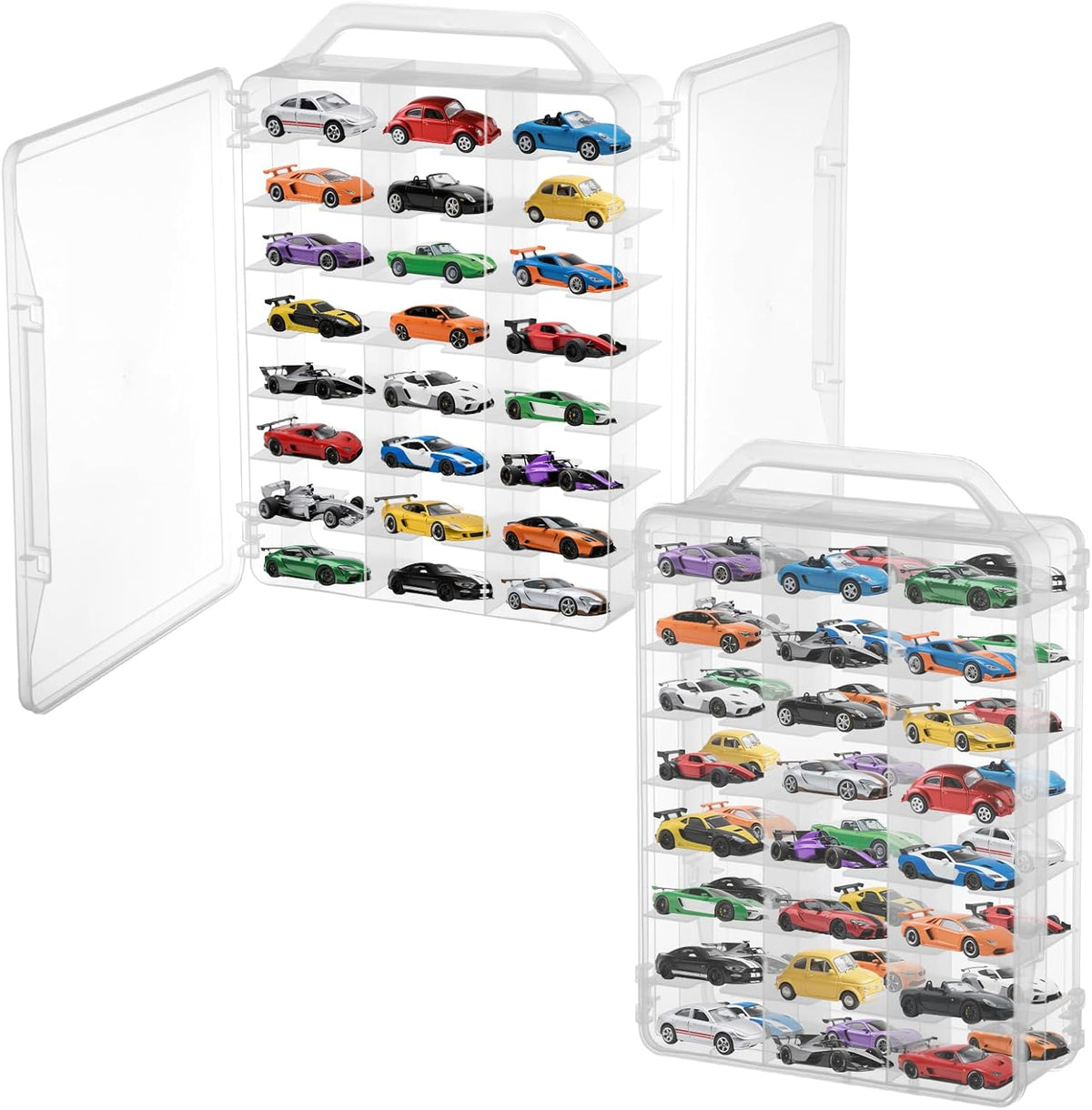 Estuche de almacenamiento de auto de juguete de doble cara a escala...