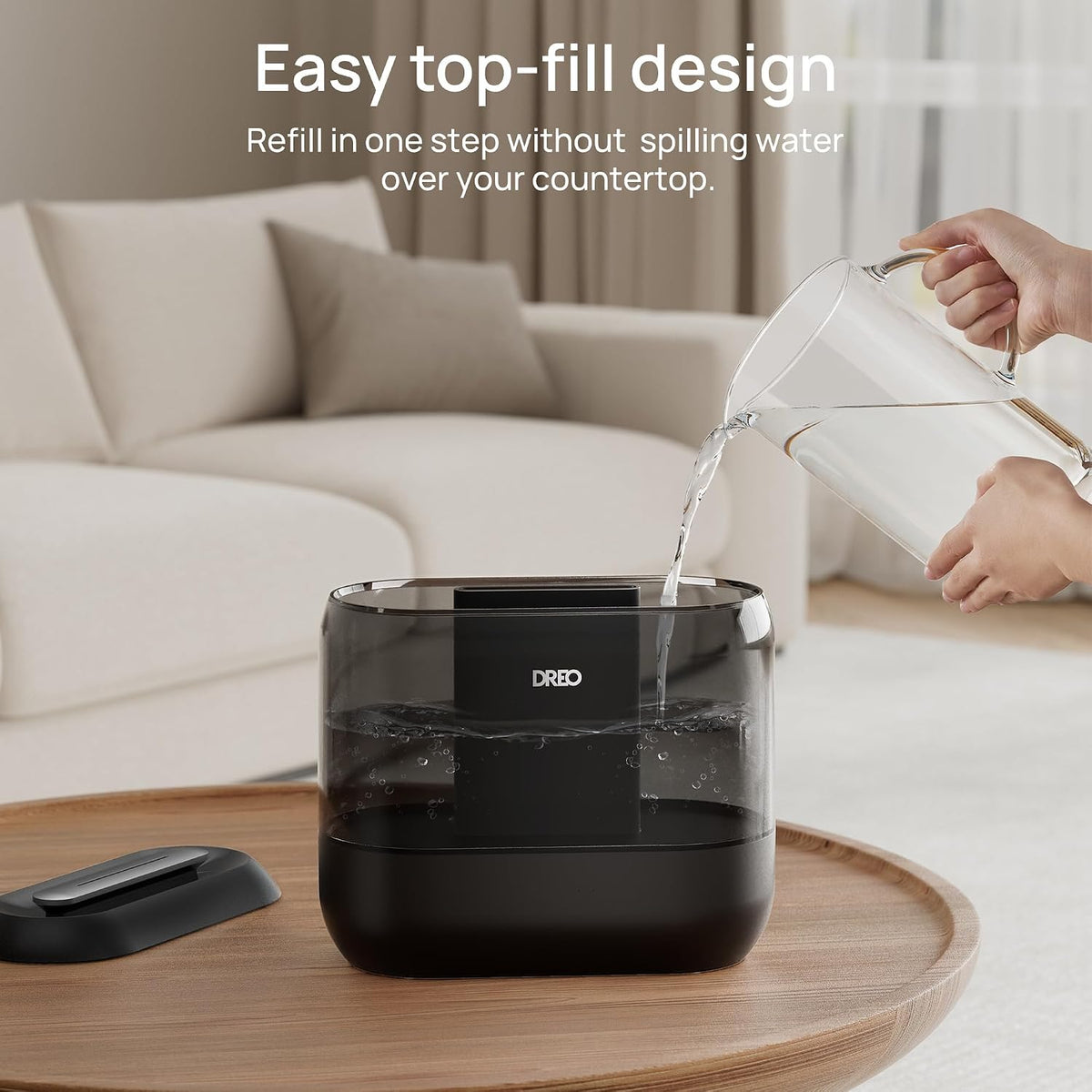 Dreo Humidificadores para dormitorio, llenado superior de 4L para h...