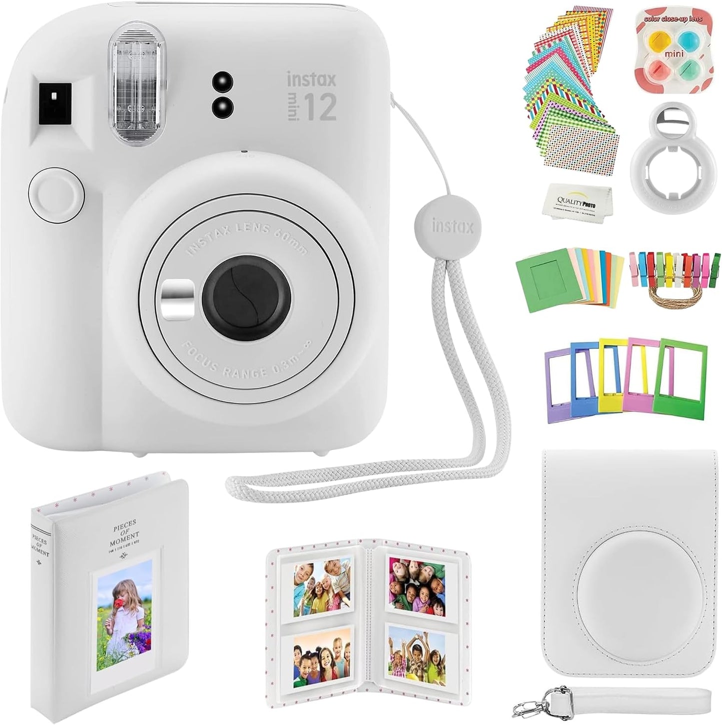 Fujifilm Cámara instantánea Instax Mini 12 con funda, calcomanías d...