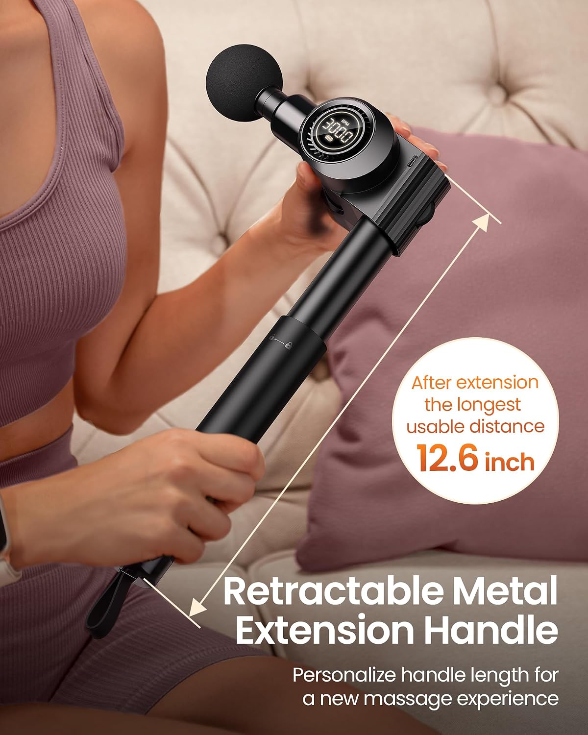 NAPRE Pistola de masaje plegable con mango de extensión y 5 ángulos...
