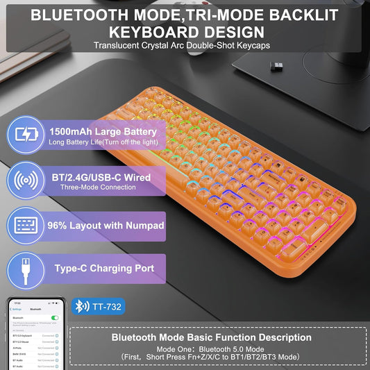 FOPETT Teclado inalámbrico para computadora con retroiluminación RG...