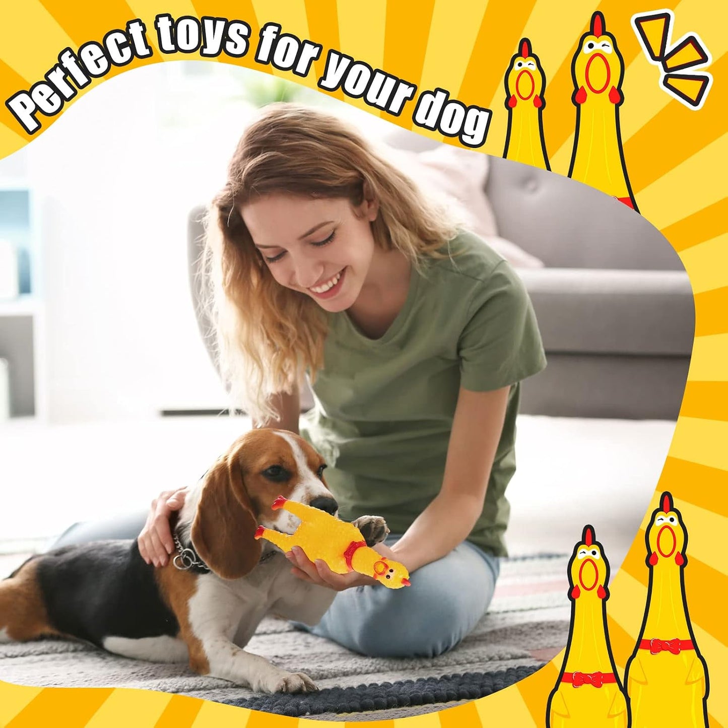 Honoson - Juguete de goma para perro de pollo gritando de 12 pulgad...