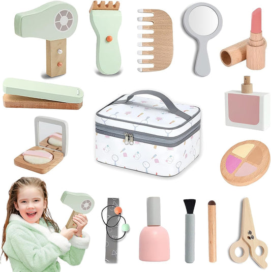 Juego de juguetes de maquillaje de madera, juego de simulación de s...