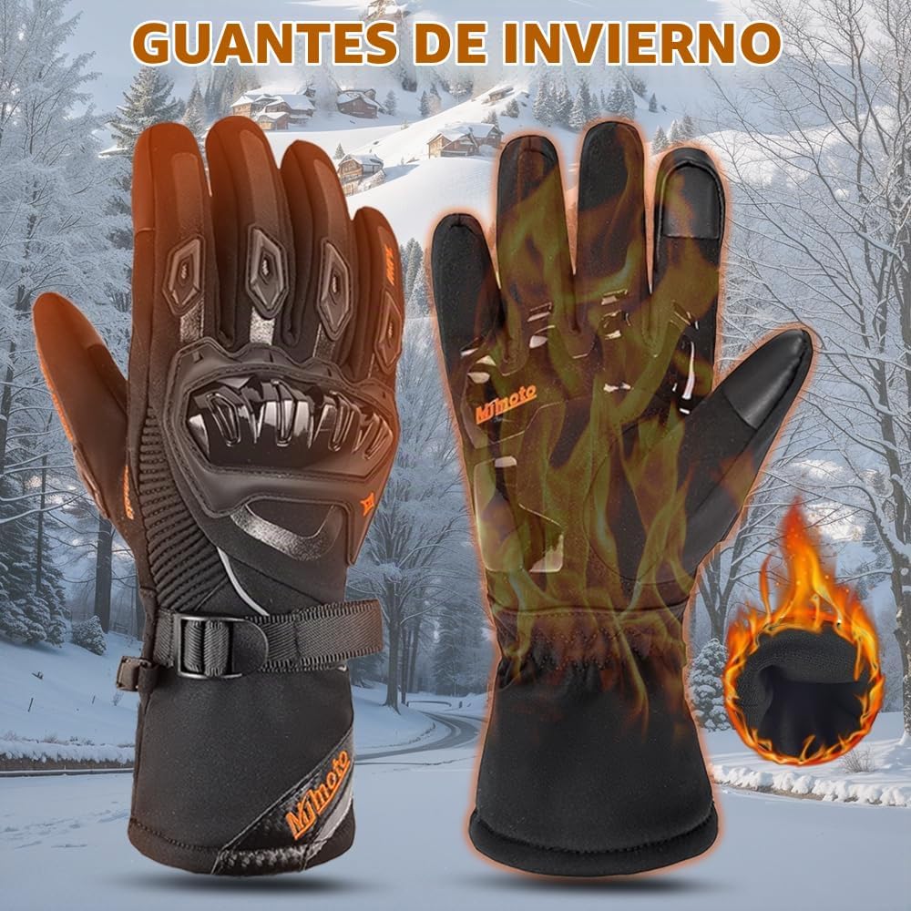 mjmoto Guantes de motocicleta a prueba de viento, impermeables, gua...