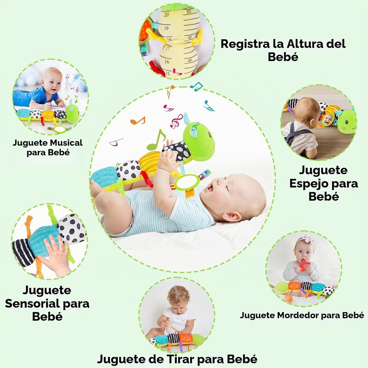Juguetes sensoriales para bebés de 0 a 6 meses, animal musical de p...
