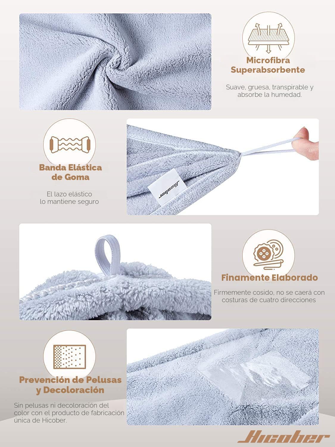 Hicober Toalla de microfibra para el cabello para mujer, morado, az...