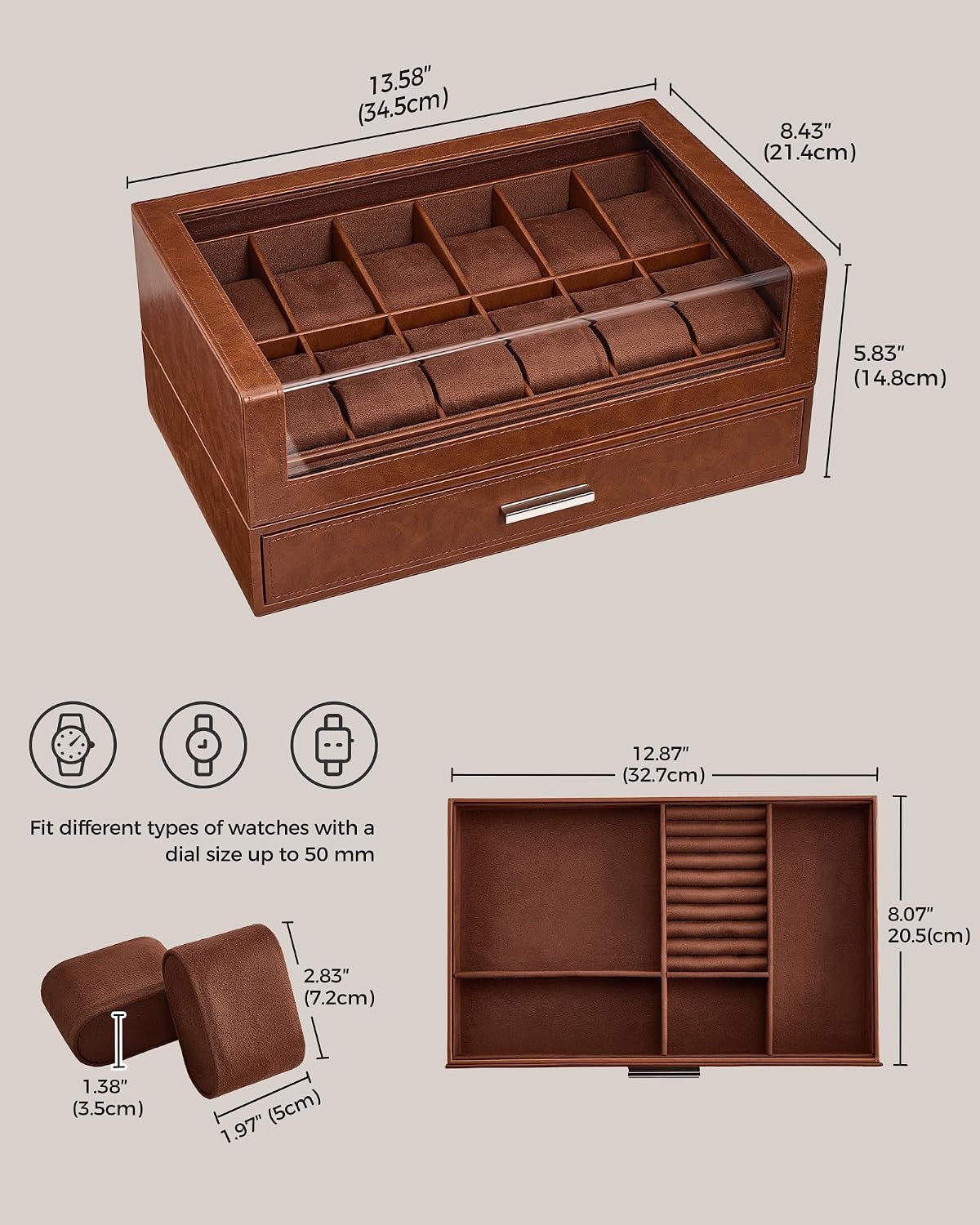 ProCase Caja de reloj para hombres, 12 ranuras soporte de exhibició...
