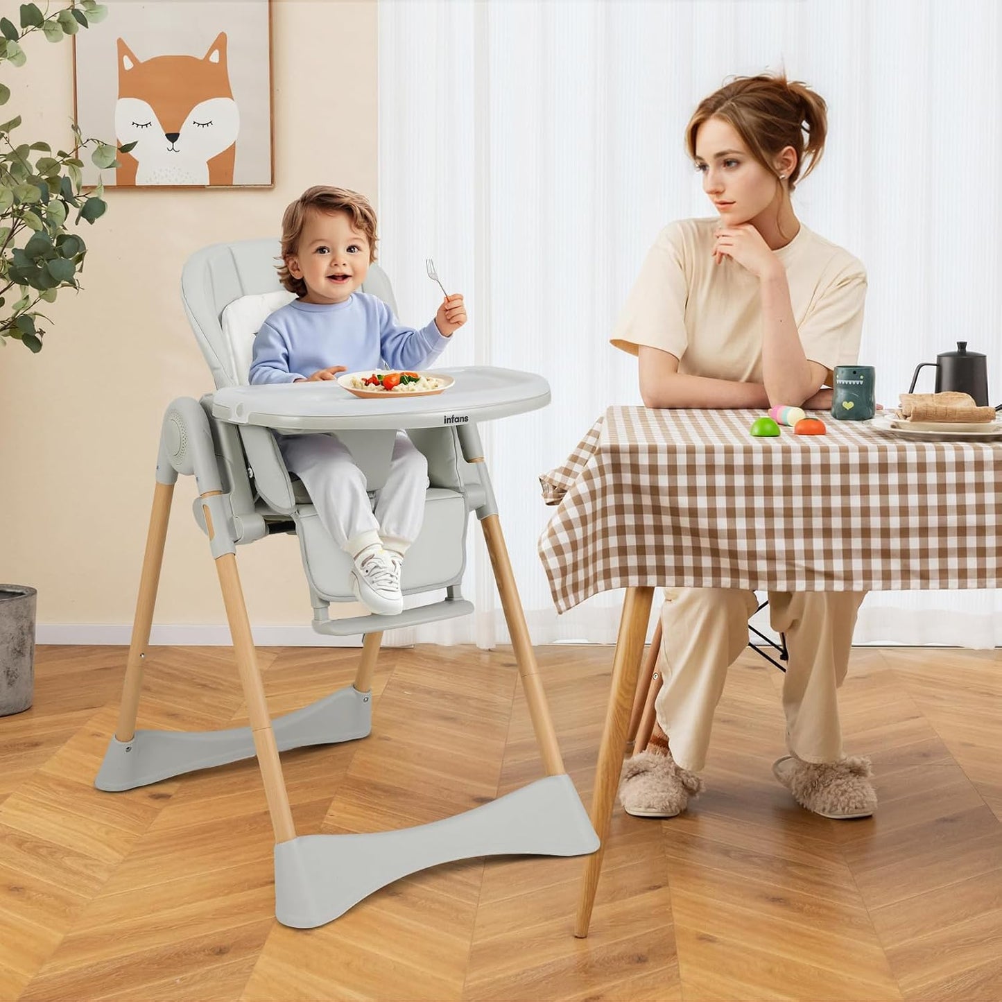 INFANS Silla alta para bebé, sillas altas para bebés y niños pequeñ...