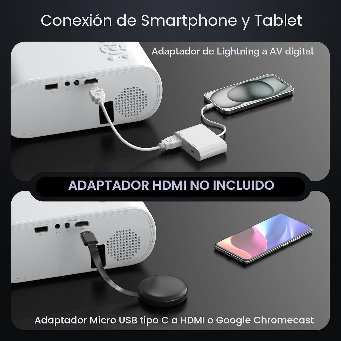 HOMPOW Proyector, Nativo 1080P Full HD Bluetooth Proyector con Alta...