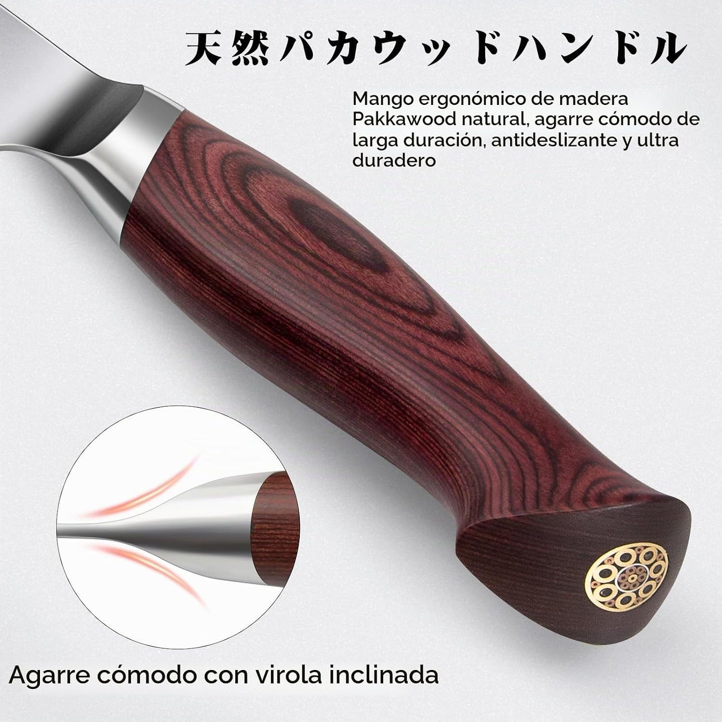 SANMEIHO Cuchillo de chef de 8 pulgadas, de acero inoxidable japoné...