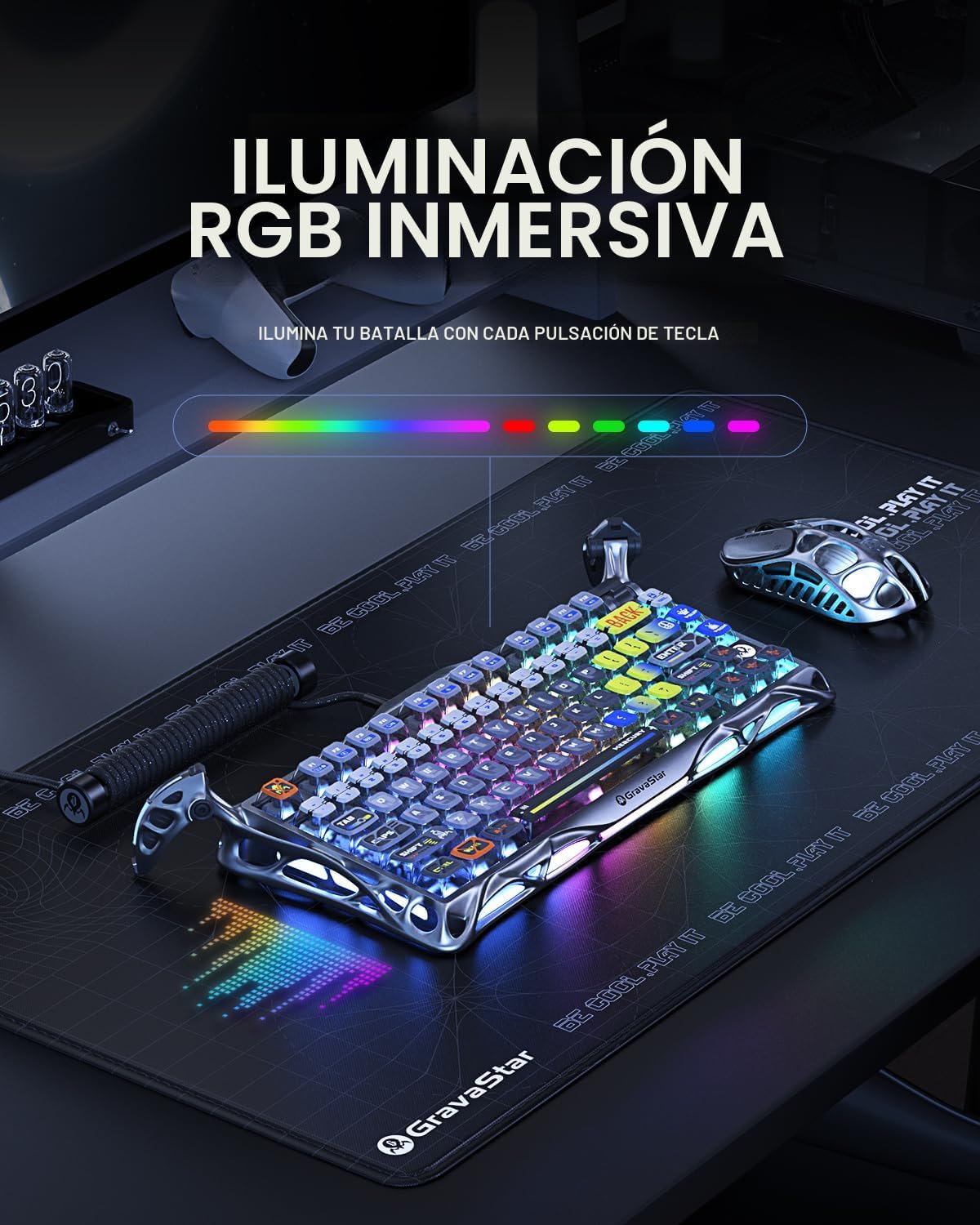GravaStar Mercury K1 Pro Teclado mecánico inalámbrico para juegos,...