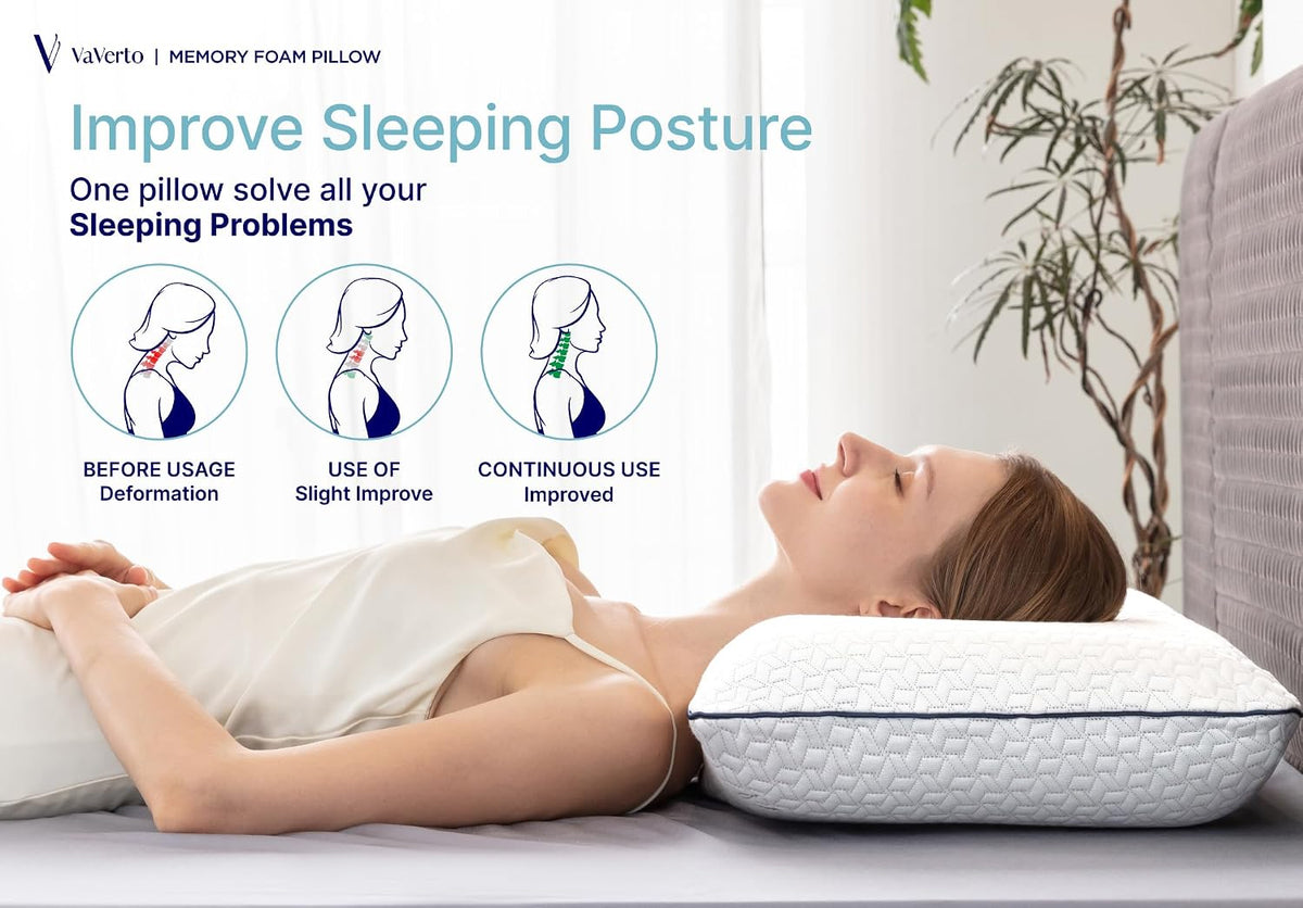 Vaverto Almohadas de espuma viscoelástica Queen - Almohada firme -...