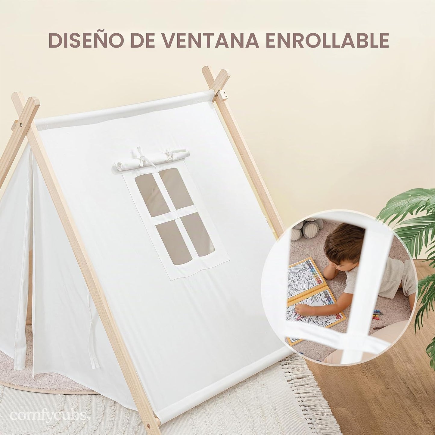 Comfy Cubs Tienda de campaña para niños, tipi de algodón transpirab...