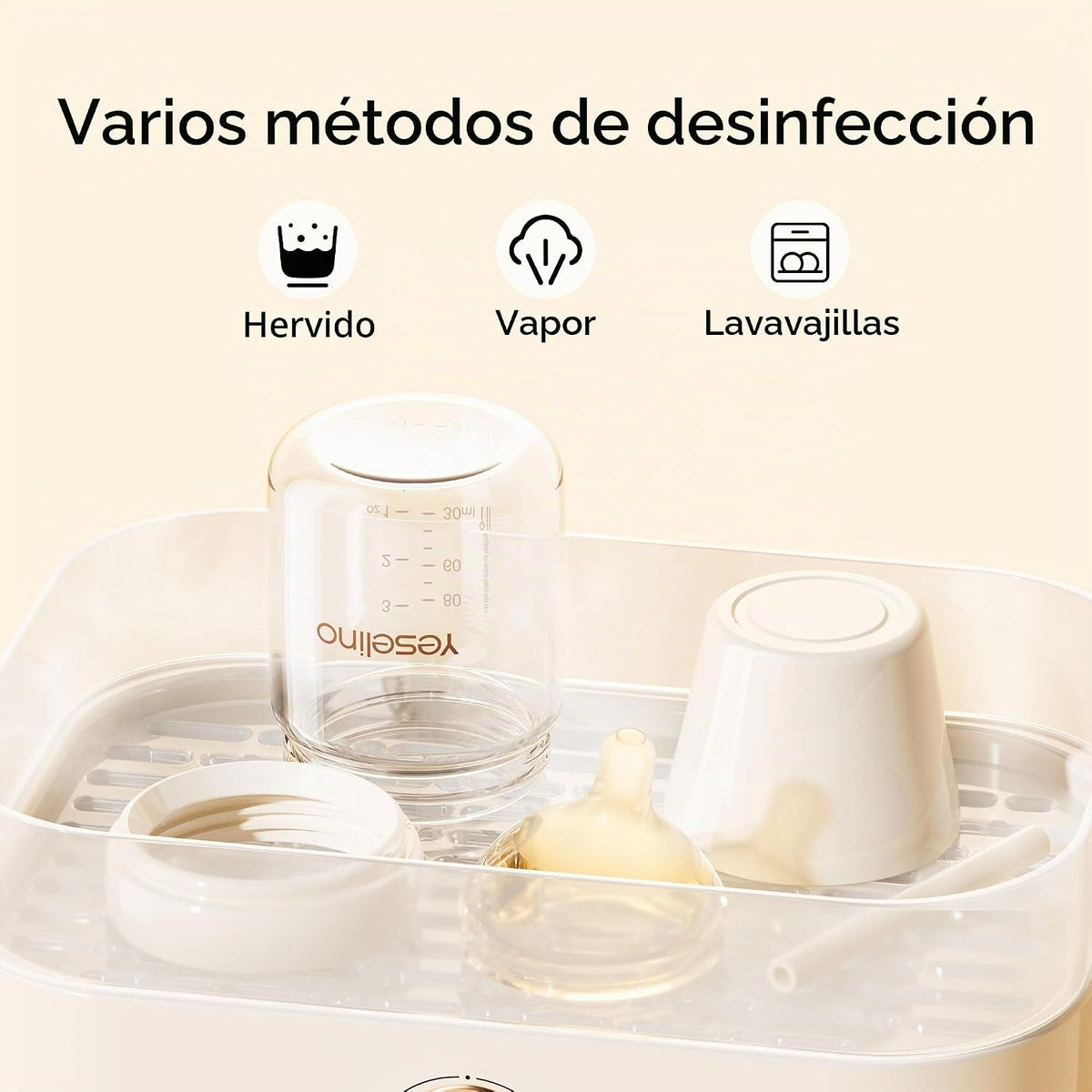Biberón de cristal natural para lactancia, con sistema de ventilaci...
