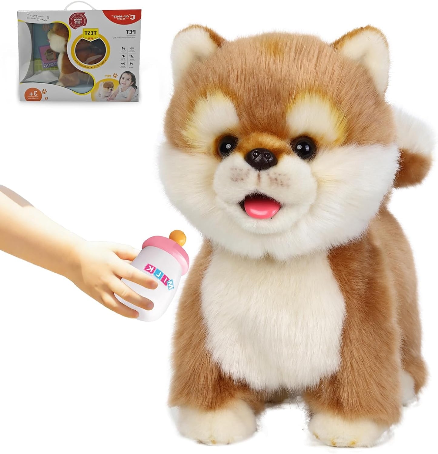 Perro de peluche electrónico interactivo Akita, cachorro realista i...
