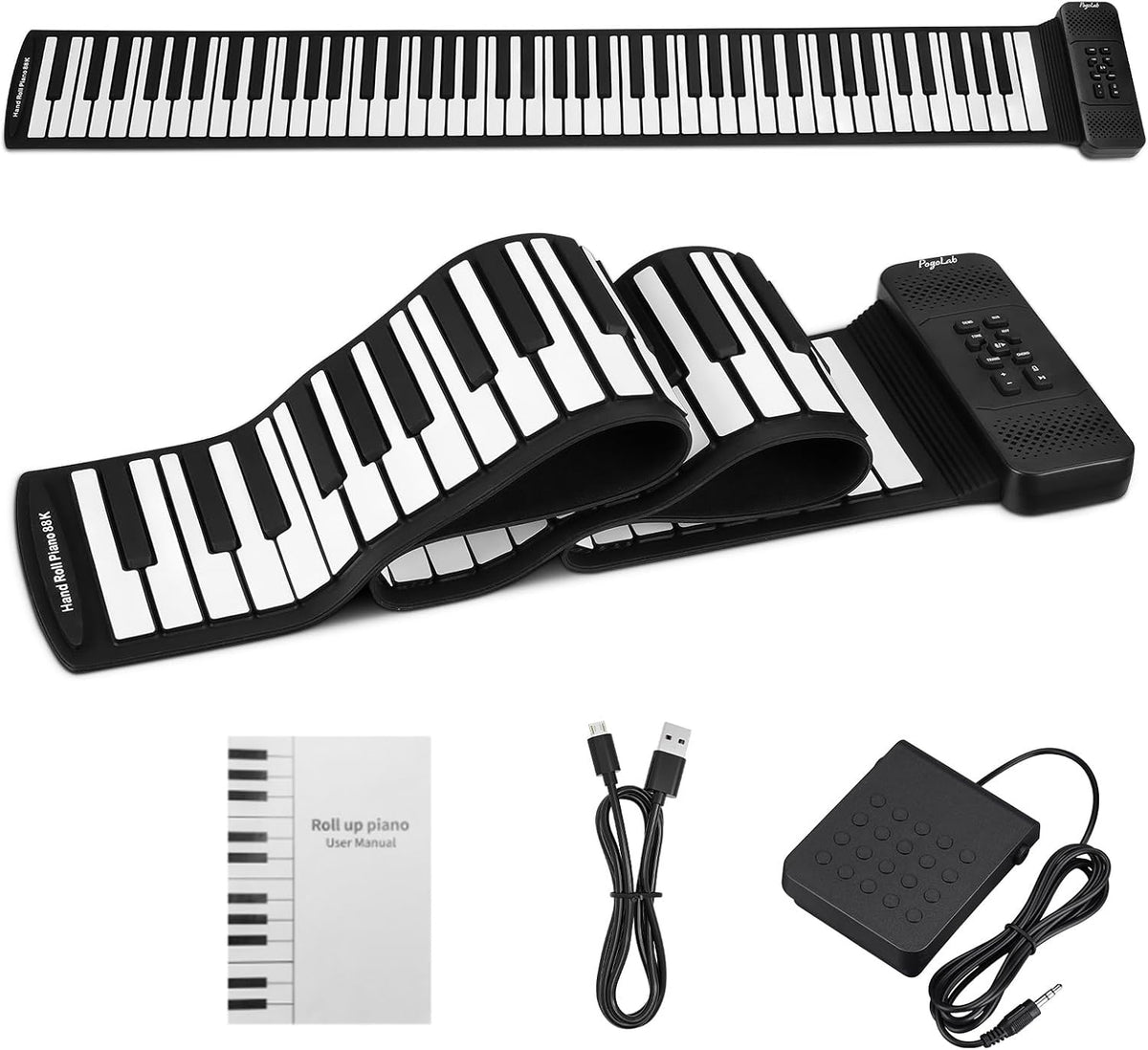 POGOLAB Piano de Teclado Enrollable de 88 Teclas, Piano Eléctrico P...