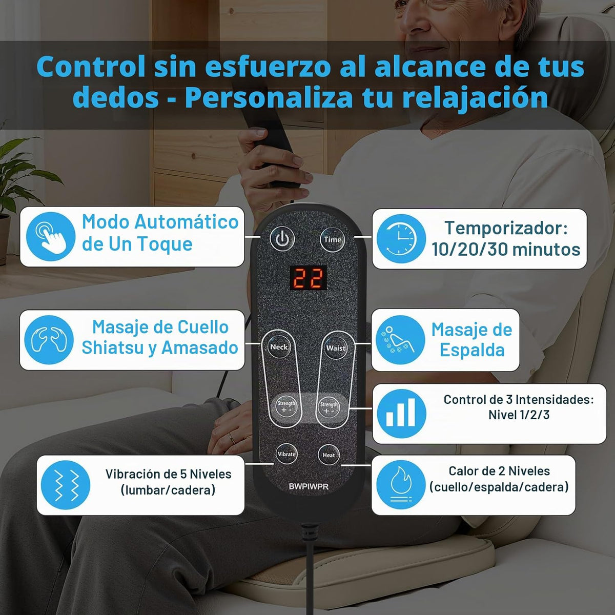 Makerzone - Masajeador de espalda para silla con módulos de doble c...