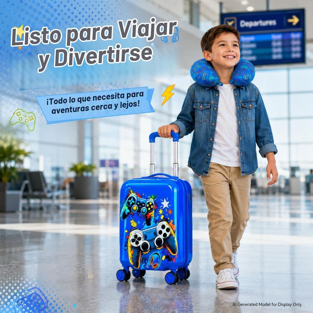Juego de 5 maletas para niños, aprobado por aerolíneas con ruedas g...