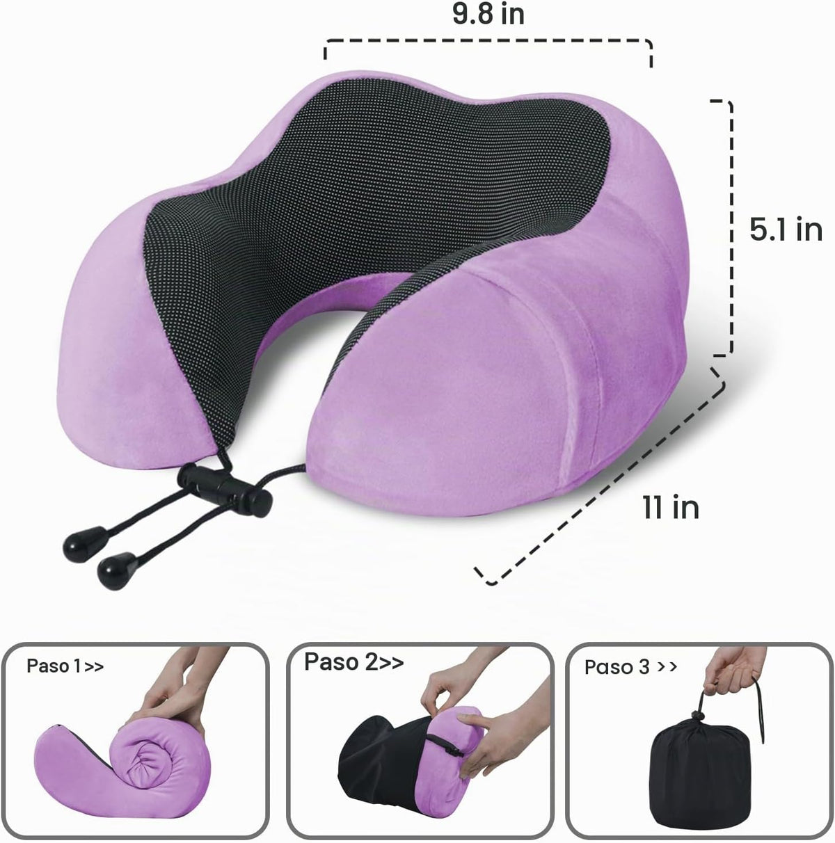 Elvodosia Almohada de viaje, almohada de cuello de espuma viscoelás...