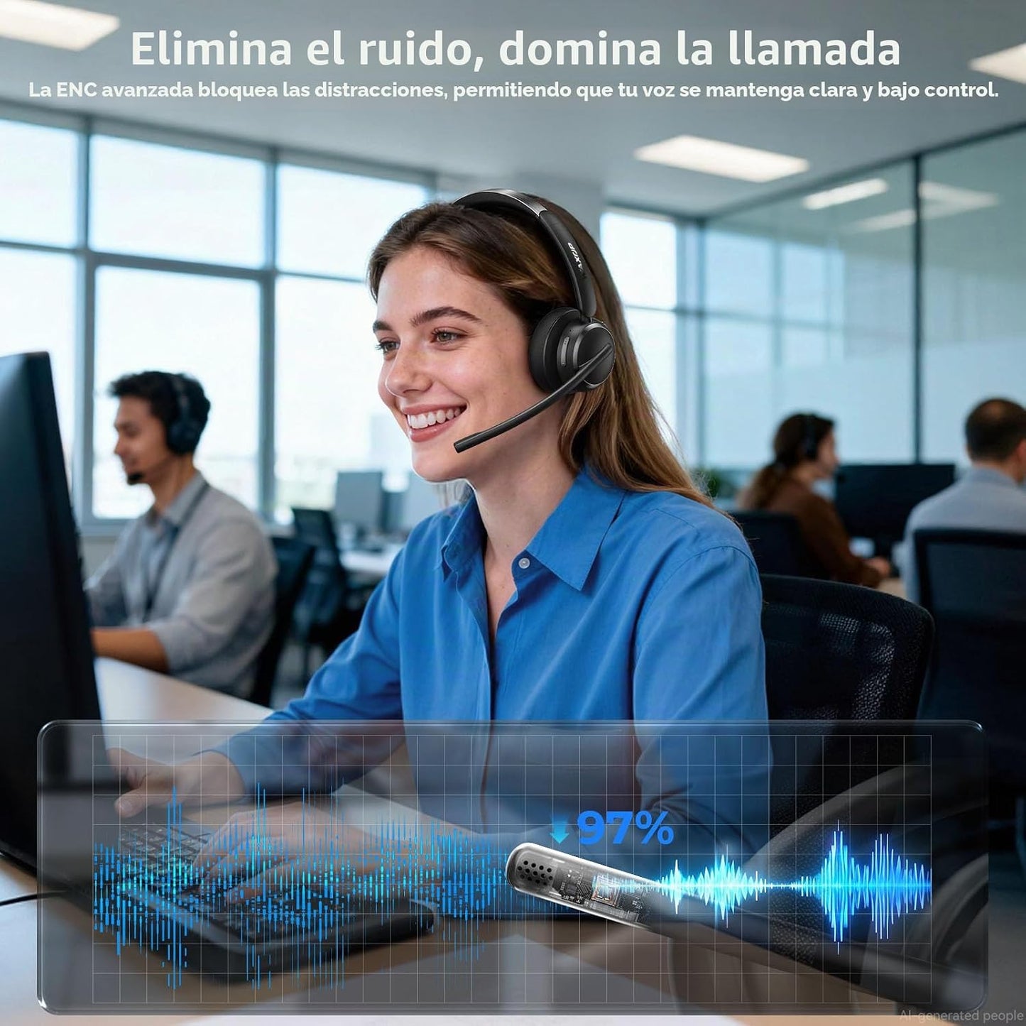 Auriculares inalámbricos con micrófono para trabajo, USB A\/C donle...